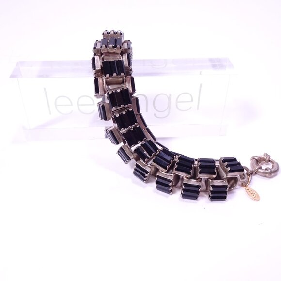 Neiman Marcus Lee Angel Women's Onyx Black Crystal Box Link Bracelet NWT 250 - Picture 15 of 16